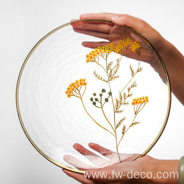 Creative Hand Painted Flower Glass Plates Set